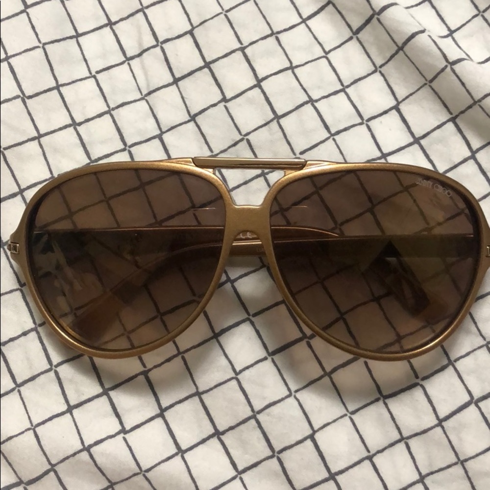 Jimmy Choo Bronze Gold Aviator Sunglasses
